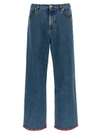 Valentino Garavani Blue Polyamide Straight-Leg Jeans Valentino Garavani