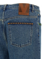 Valentino Garavani Blue Polyamide Straight-Leg Jeans Valentino Garavani