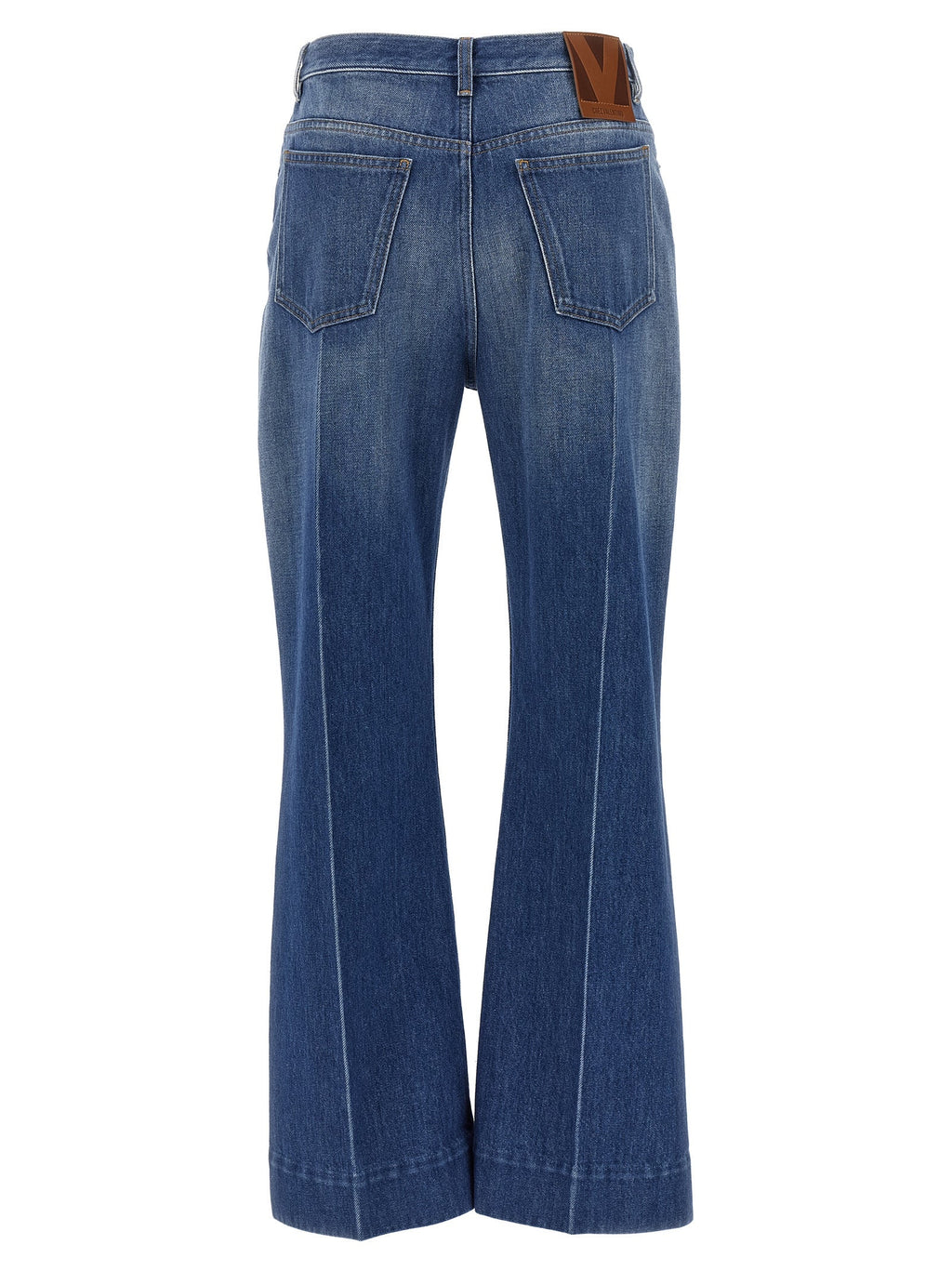 Valentino Garavani Blue Cotton Flared Jeans Valentino Garavani