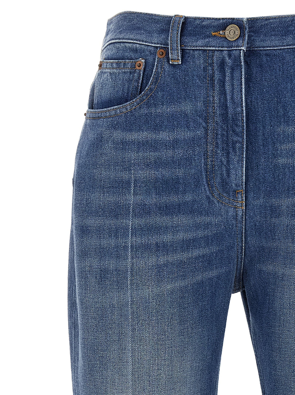 Valentino Garavani Blue Cotton Flared Jeans Valentino Garavani