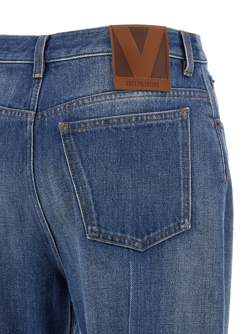 Valentino Garavani Blue Cotton Flared Jeans Valentino Garavani