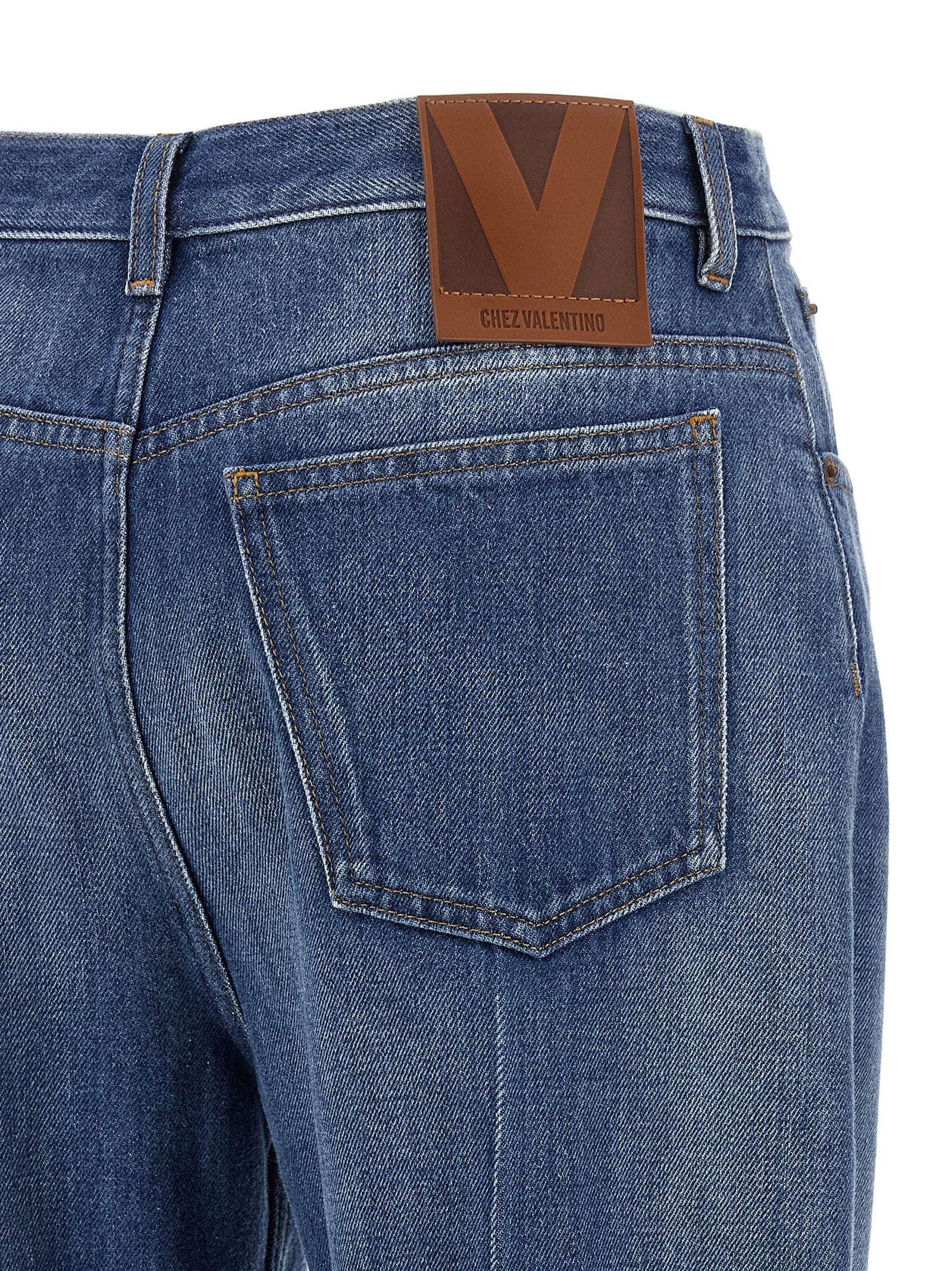 Valentino Garavani Blue Cotton Flared Jeans Valentino Garavani