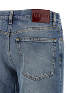 Gucci Blue Cotton Straight-Leg Jeans Gucci