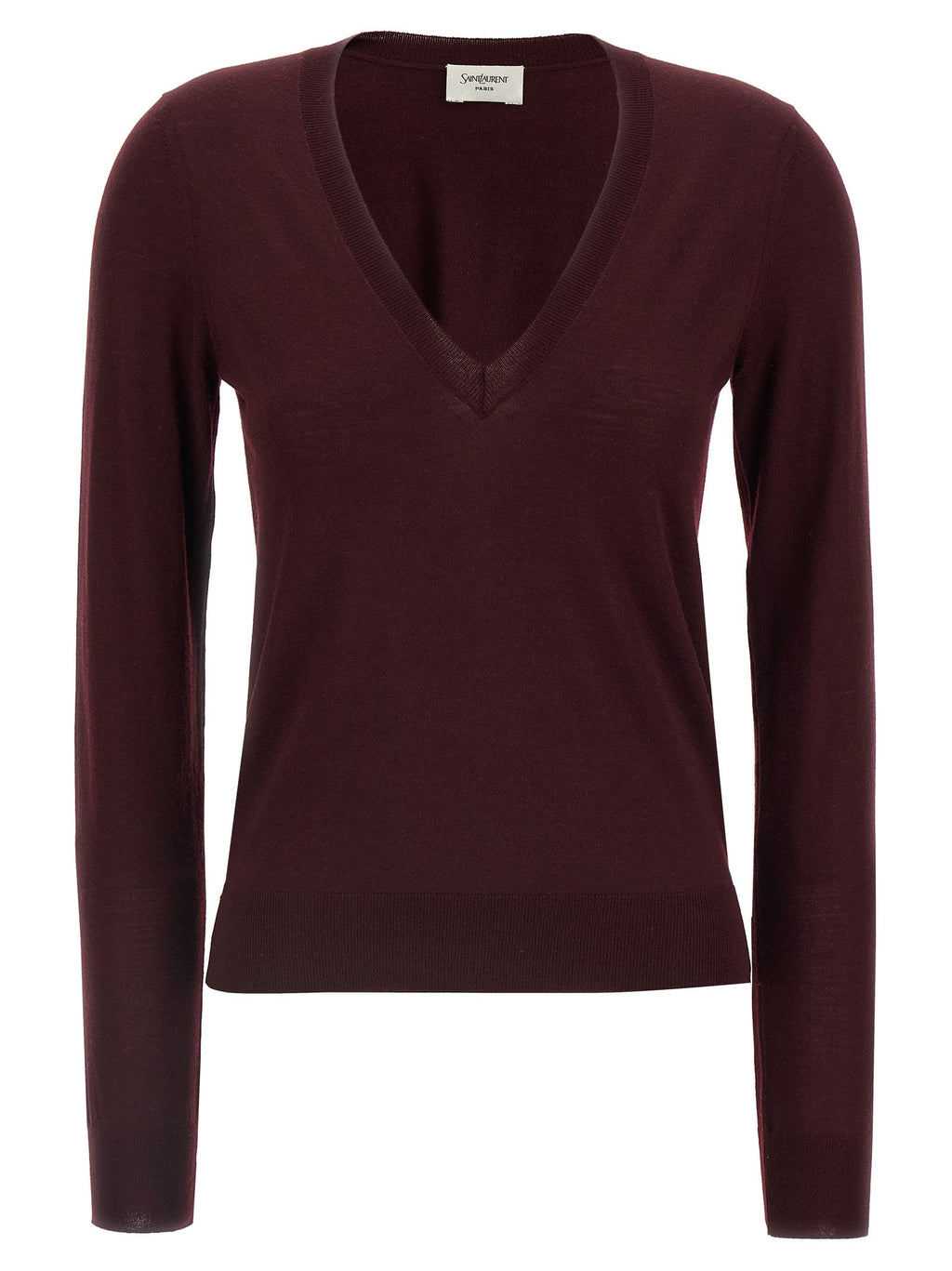 Saint Laurent Bordeaux Virgin Wool Cardigan Saint Laurent