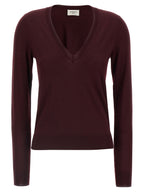 Saint Laurent Bordeaux Virgin Wool Cardigan Saint Laurent