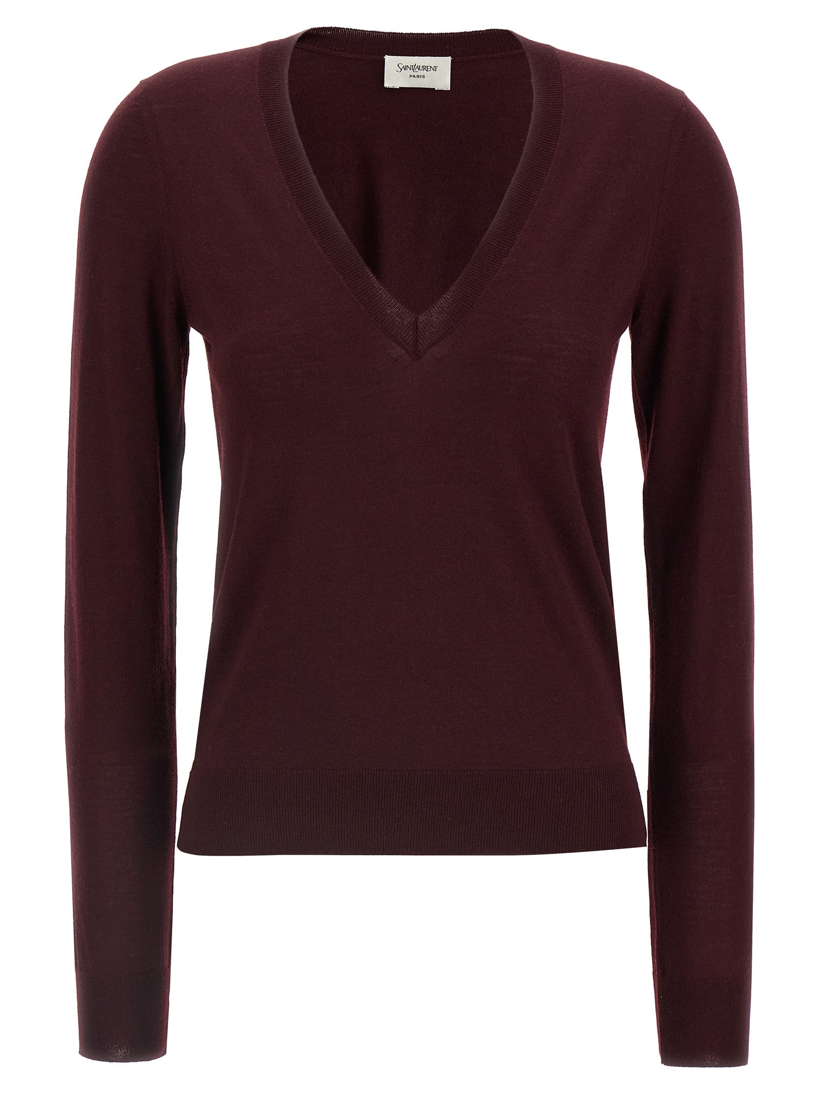 Saint Laurent Bordeaux Virgin Wool Cardigan Saint Laurent