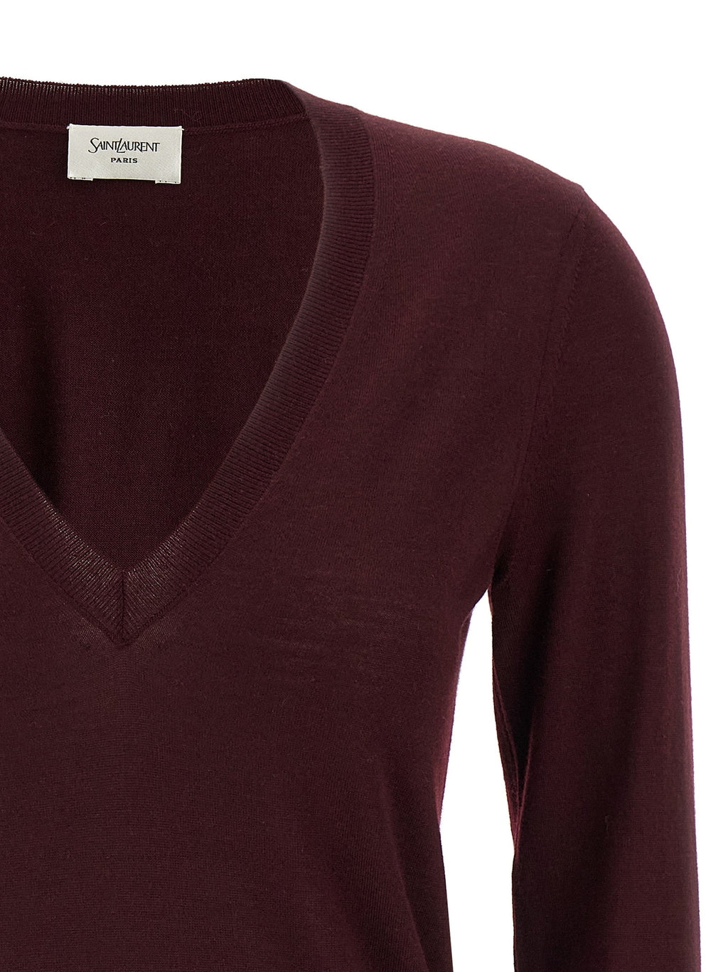 Saint Laurent Bordeaux Virgin Wool Cardigan Saint Laurent