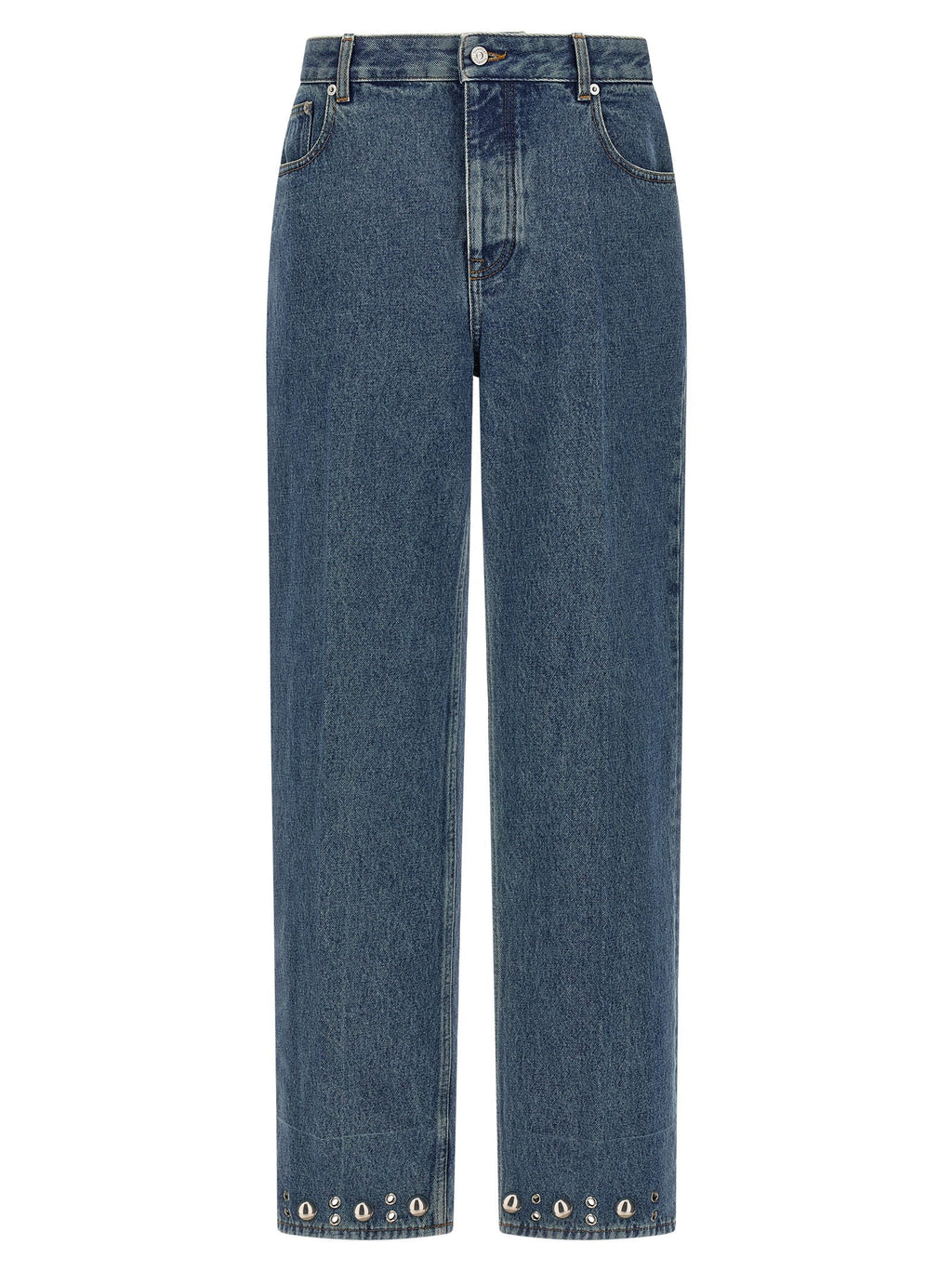 Valentino Garavani Blue Cotton Straight-Leg Jeans Valentino Garavani