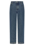 Valentino Garavani Blue Cotton Straight-Leg Jeans Valentino Garavani