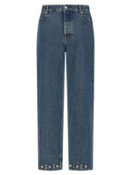 Valentino Garavani Blue Cotton Straight-Leg Jeans Valentino Garavani