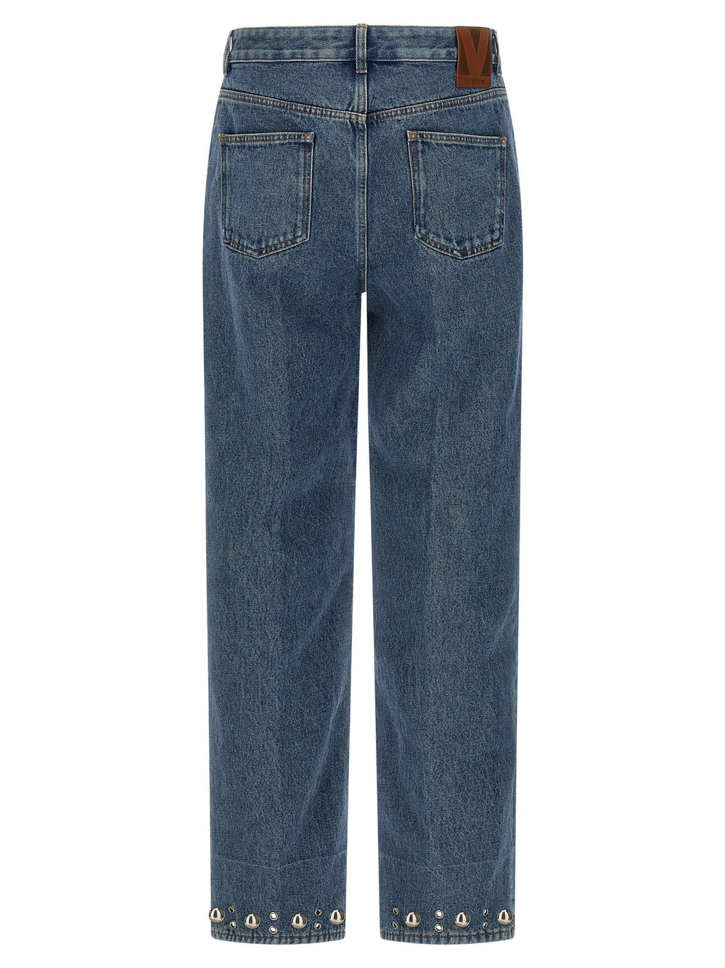 Valentino Garavani Blue Cotton Straight-Leg Jeans Valentino Garavani