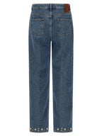 Valentino Garavani Blue Cotton Straight-Leg Jeans Valentino Garavani