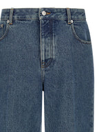 Valentino Garavani Blue Cotton Straight-Leg Jeans Valentino Garavani