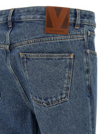 Valentino Garavani Blue Cotton Straight-Leg Jeans Valentino Garavani