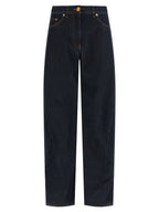 Versace Blue Cotton High-Waisted Jean Versace