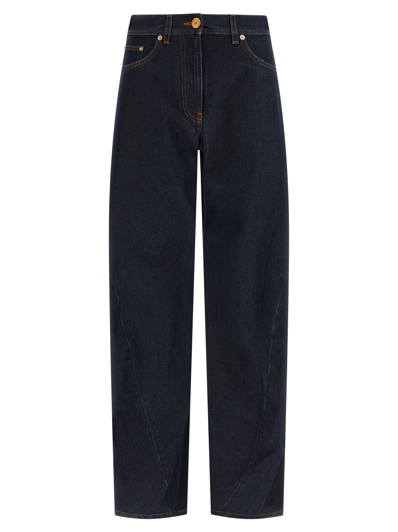 Versace Blue Cotton High-Waisted Jean Versace