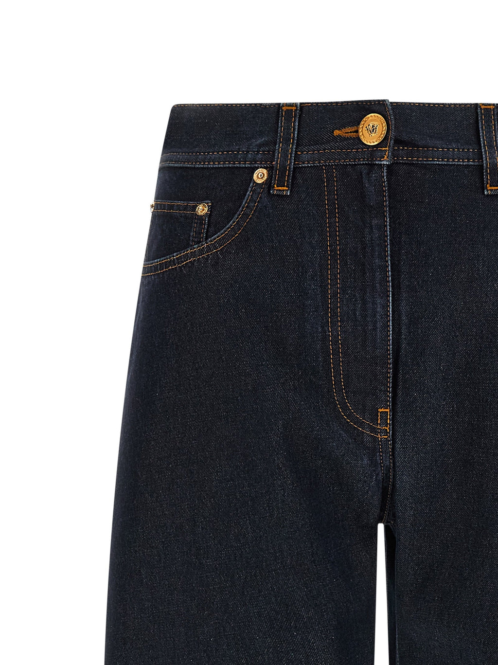 Versace Blue Cotton High-Waisted Jean Versace
