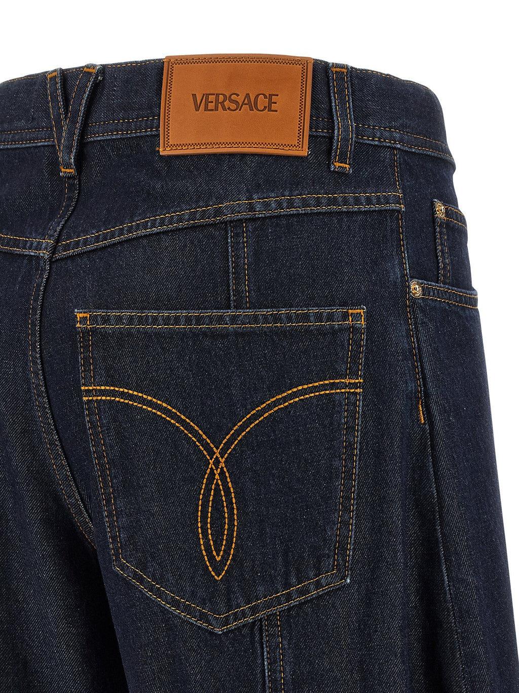 Versace Blue Cotton High-Waisted Jean Versace