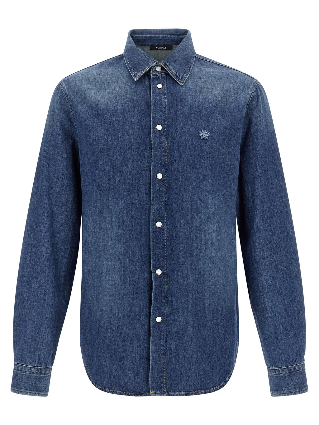 Versace Blue Cotton Blouse Versace