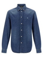 Versace Blue Cotton Blouse Versace