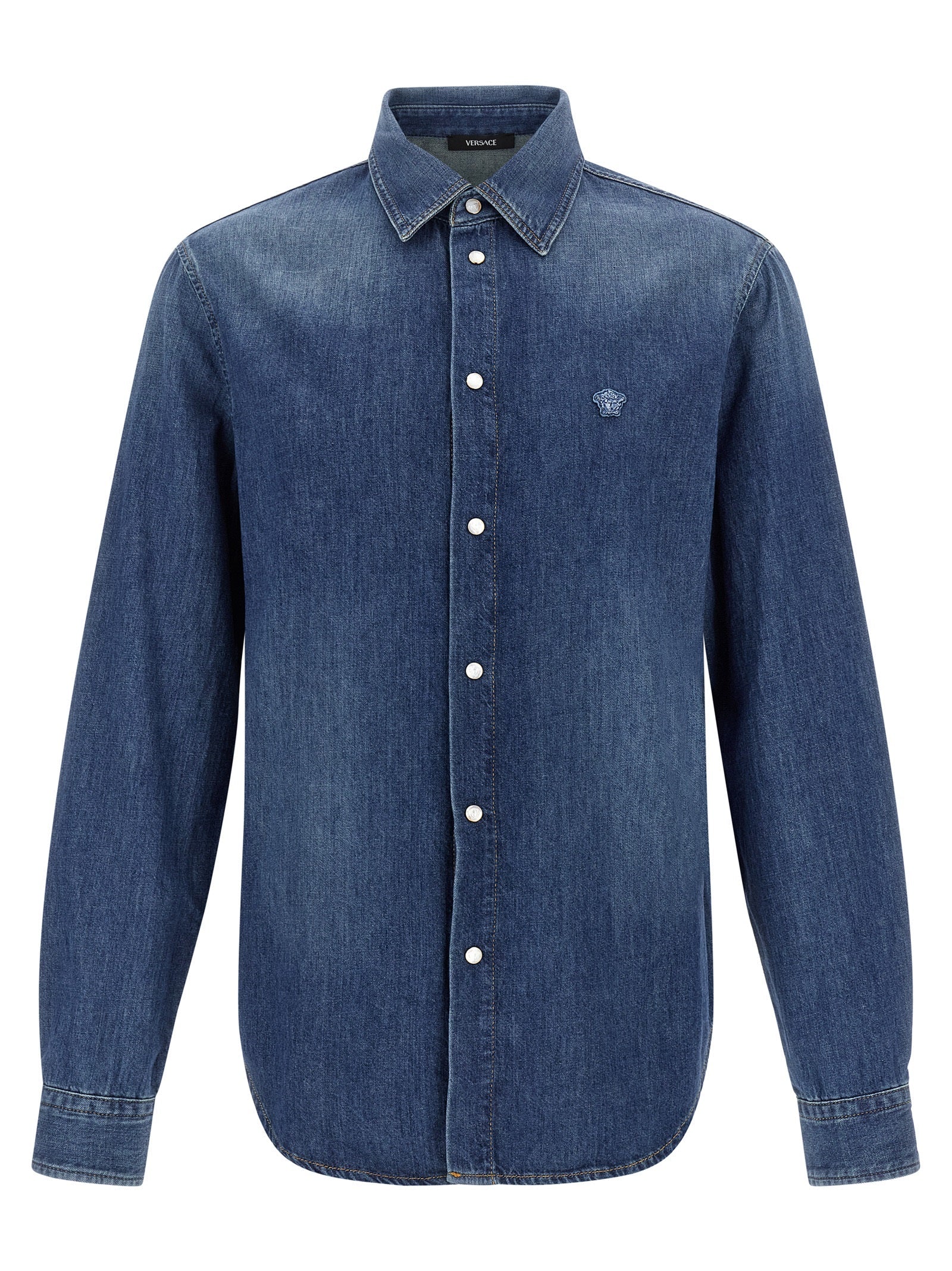 Versace Blue Cotton Blouse Versace