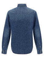 Versace Blue Cotton Blouse Versace