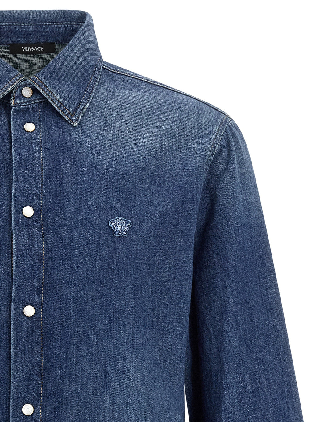 Versace Blue Cotton Blouse Versace