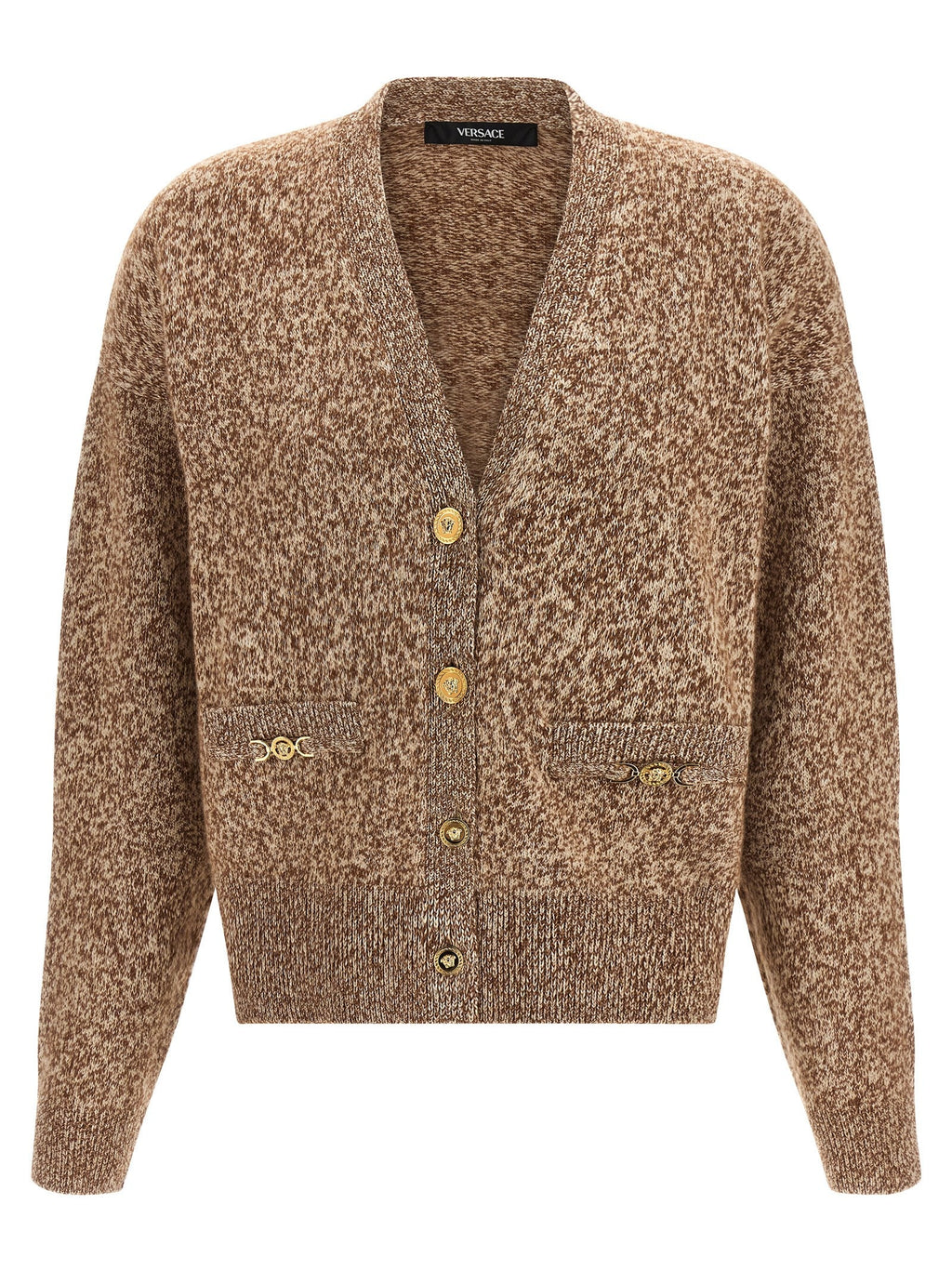 Versace Beige Virgin Wool Cardigan Versace