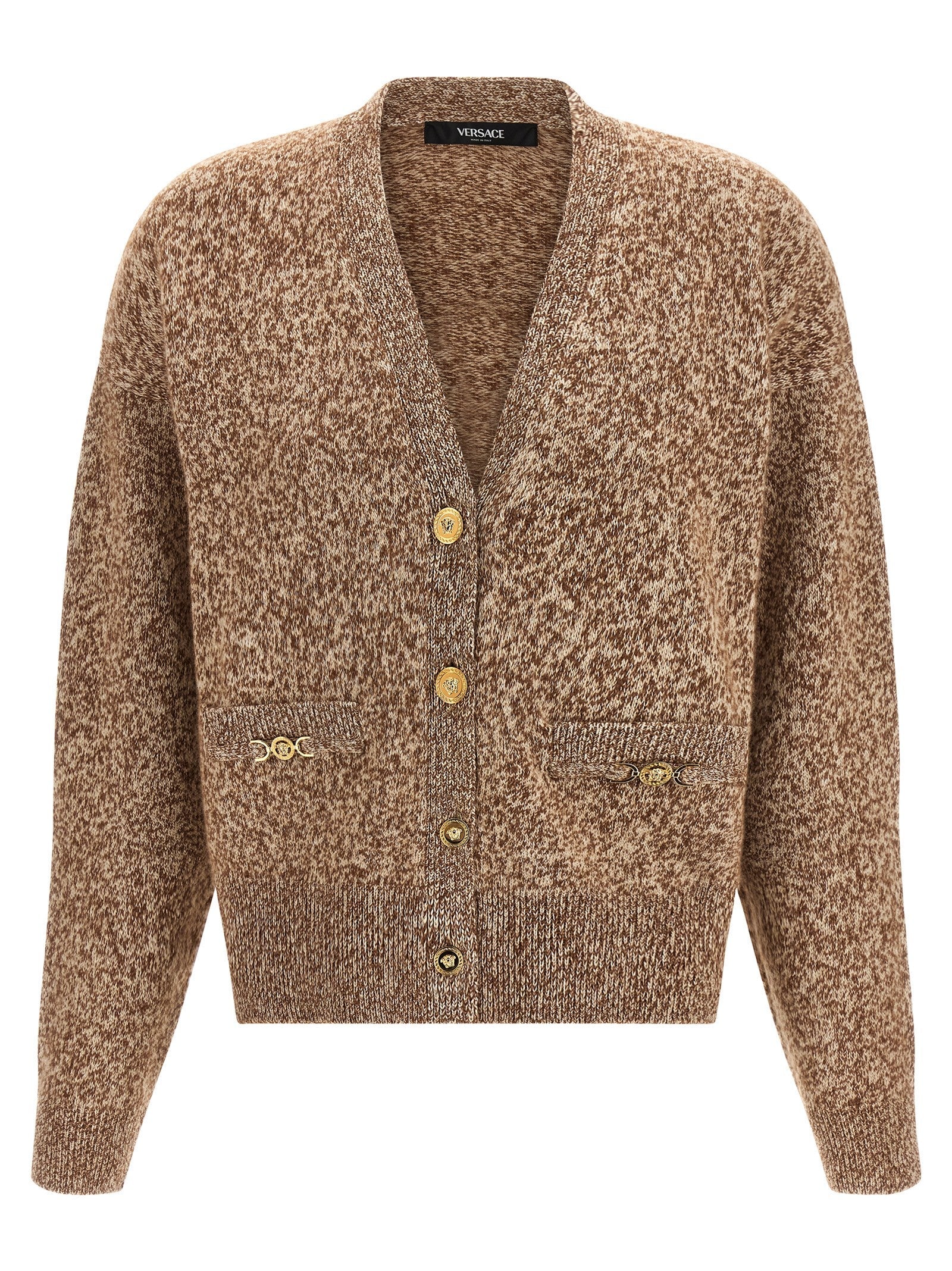 Versace Beige Virgin Wool Cardigan Versace