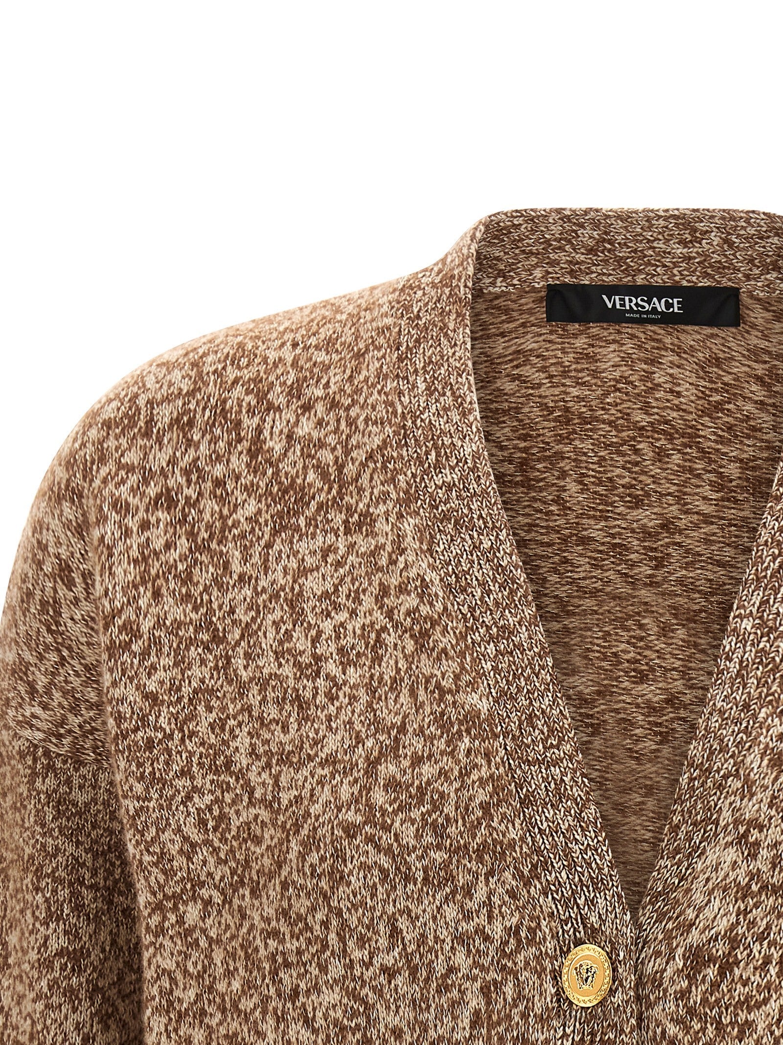 Versace Beige Virgin Wool Cardigan Versace