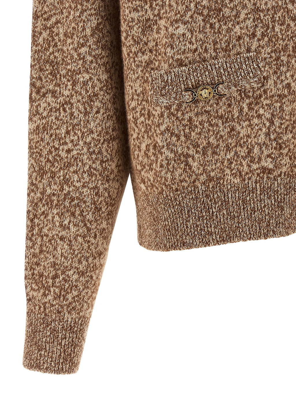Versace Beige Virgin Wool Cardigan Versace