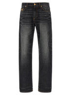 Versace Black Cotton Straight-Leg Jeans Versace