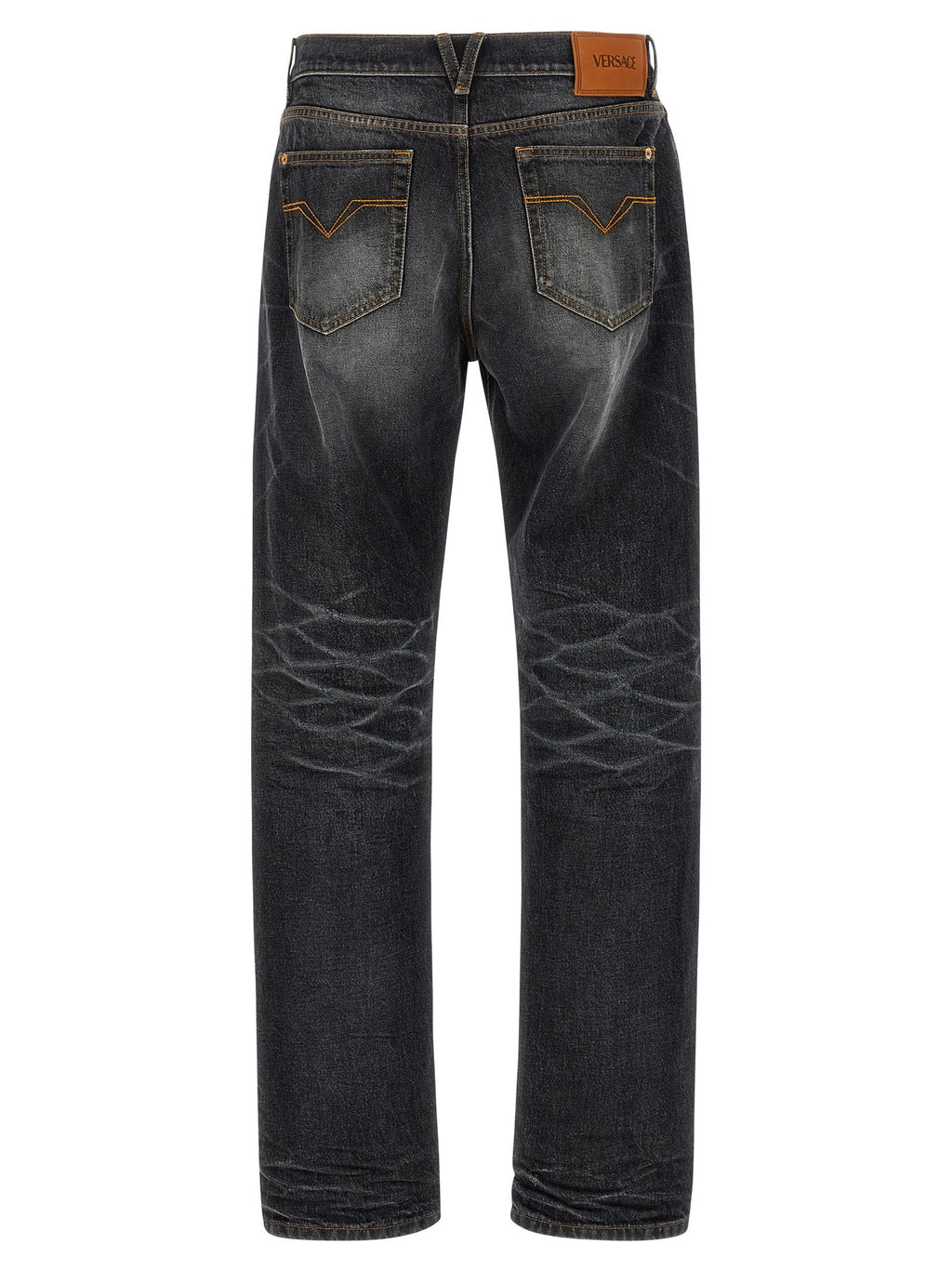 Versace Black Cotton Straight-Leg Jeans Versace