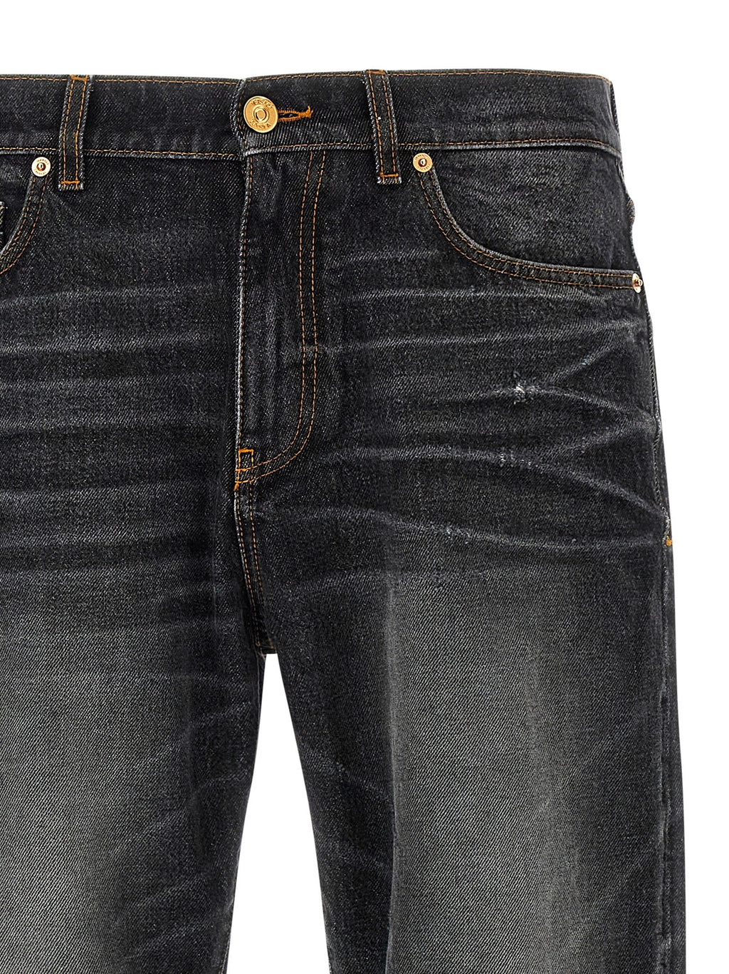 Versace Black Cotton Straight-Leg Jeans Versace