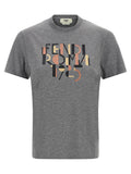 Fendi Gray Cotton T-Shirt Fendi