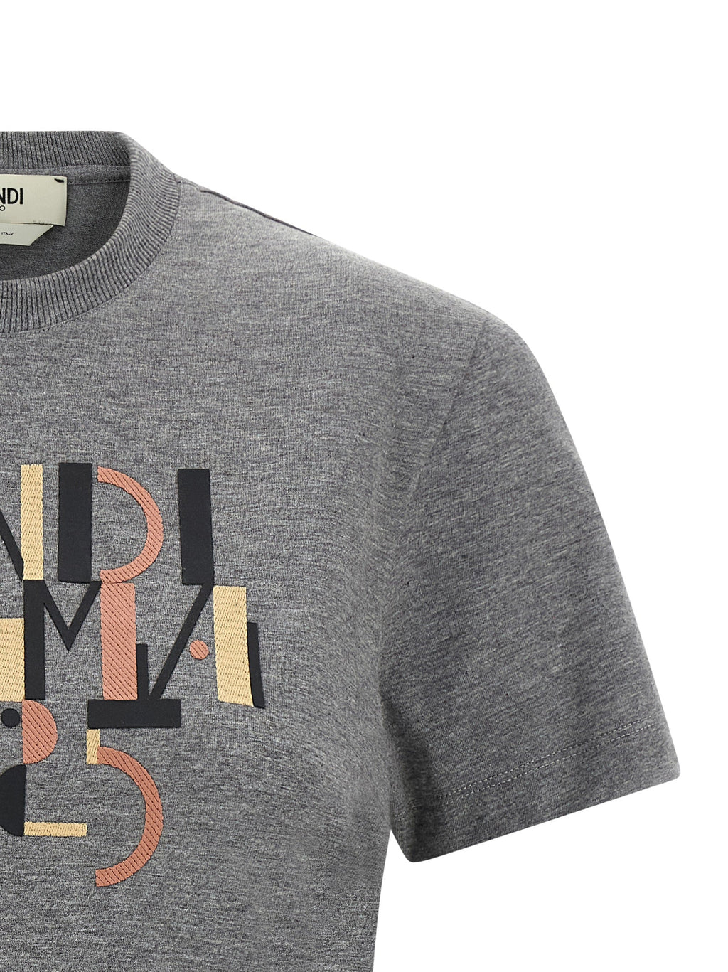Fendi Gray Cotton T-Shirt Fendi