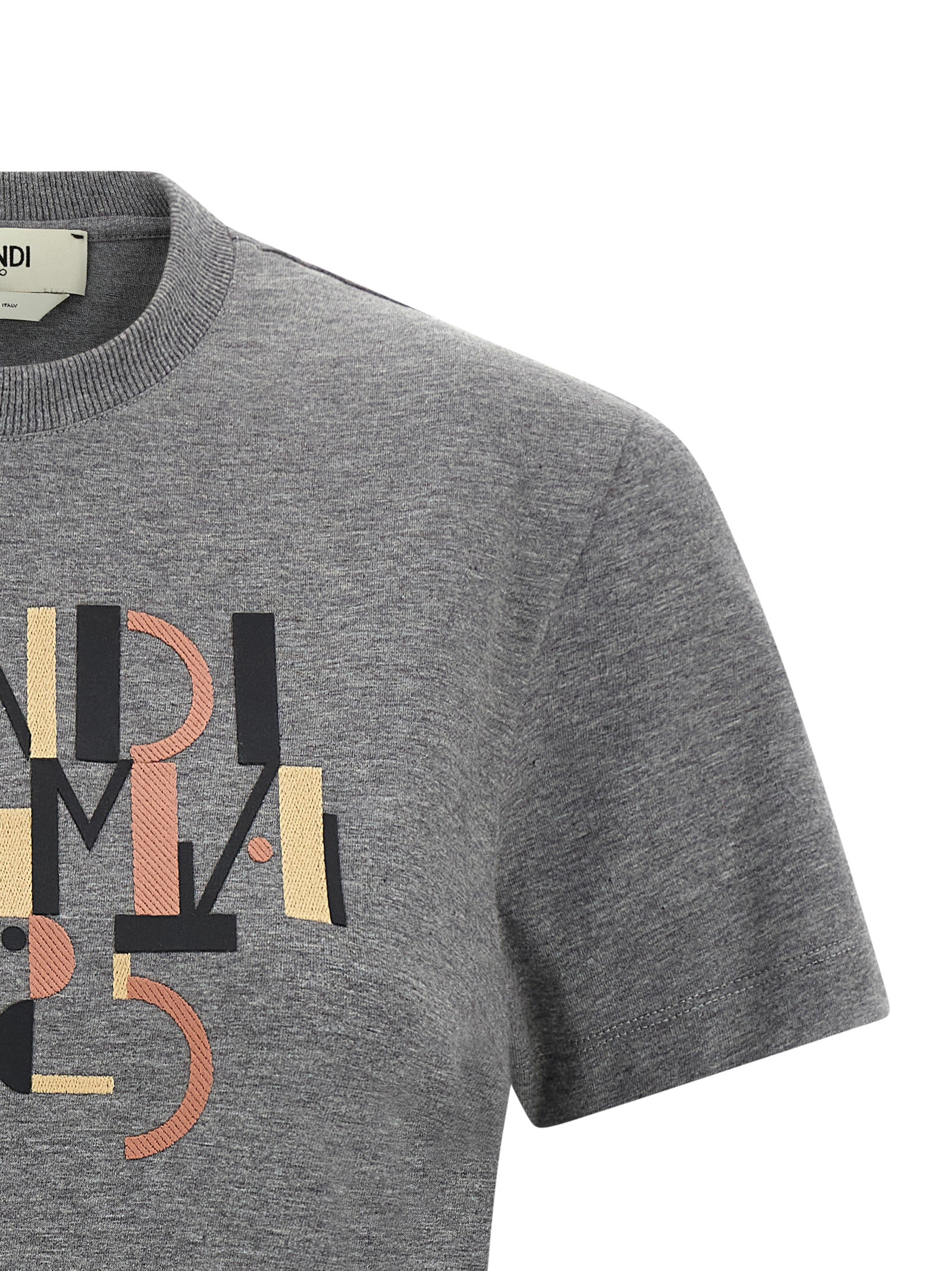 Fendi Gray Cotton T-Shirt Fendi
