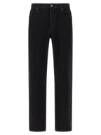Saint Laurent Black Cotton Straight-Leg Jeans Saint Laurent