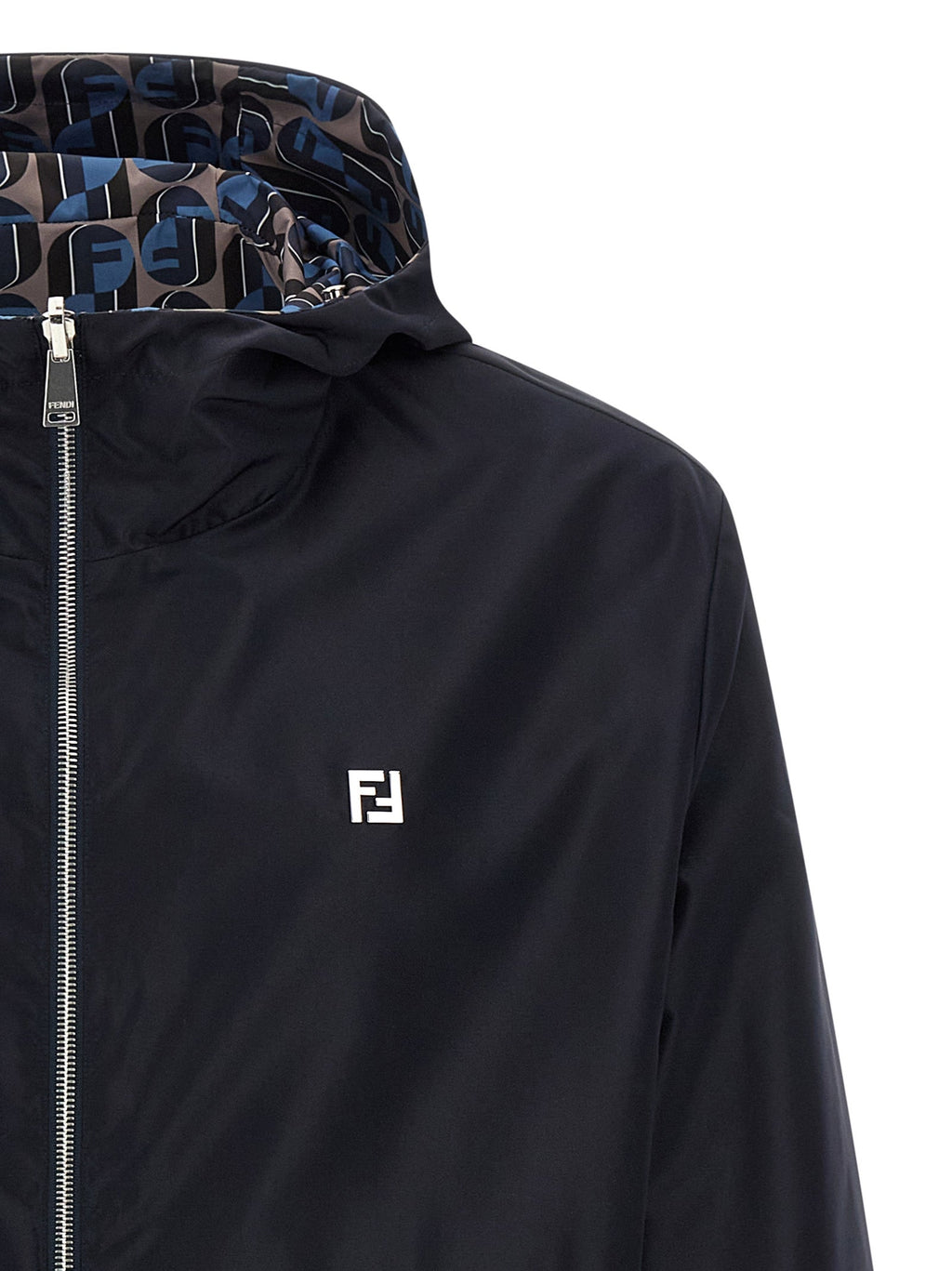 Fendi Blue Polyester Shell Jacket Fendi
