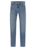 Fendi Blue Cotton Straight-Leg Jeans Fendi