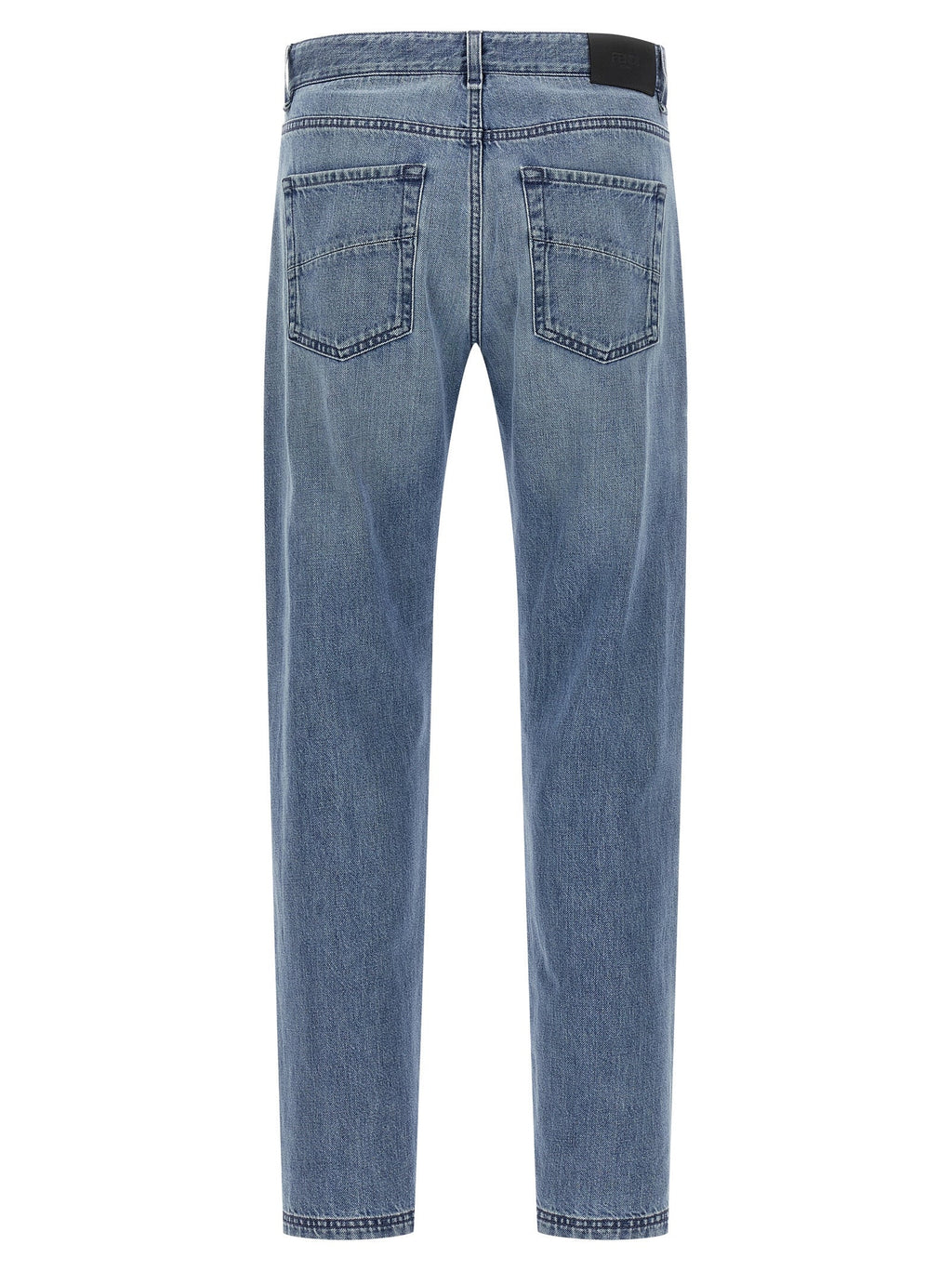 Fendi Blue Cotton Straight-Leg Jeans Fendi