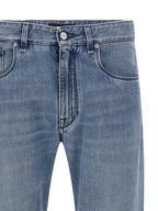Fendi Blue Cotton Straight-Leg Jeans Fendi