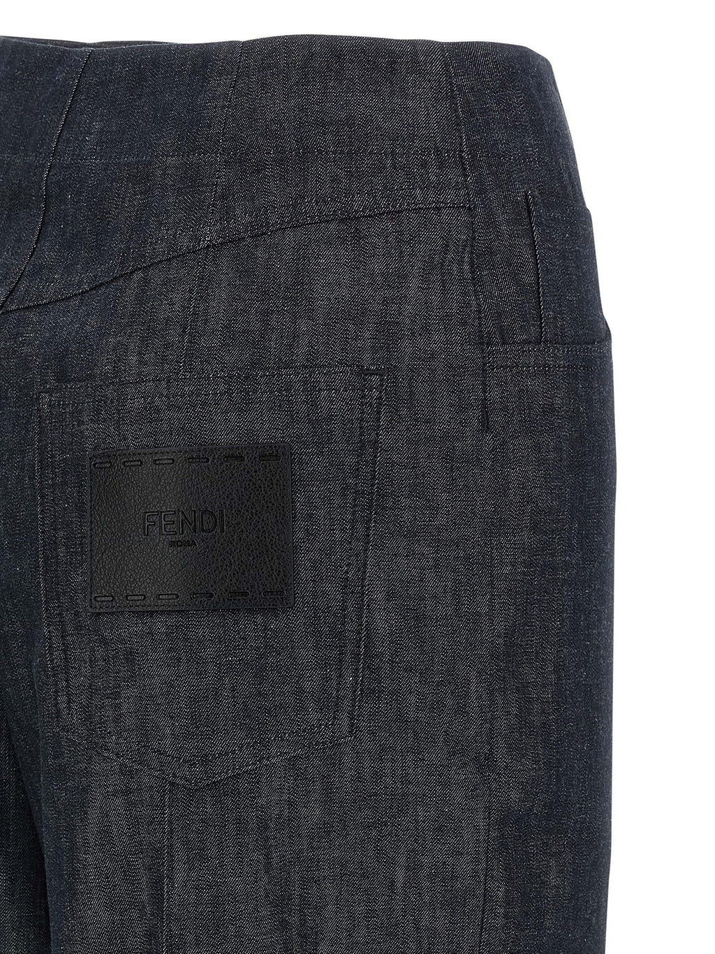 Fendi Blue Cotton High-Waisted Jean Fendi