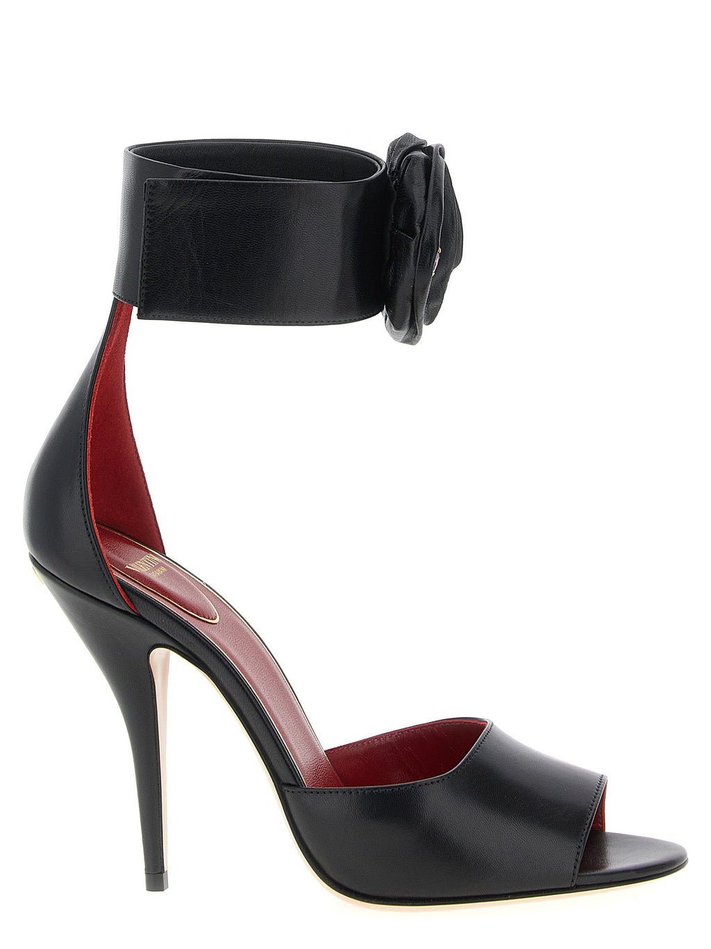Valentino Garavani Black Calfskin Stiletto Heel Sandals Valentino Garavani