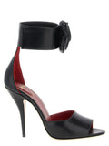 Valentino Garavani Black Calfskin Stiletto Heel Sandals Valentino Garavani