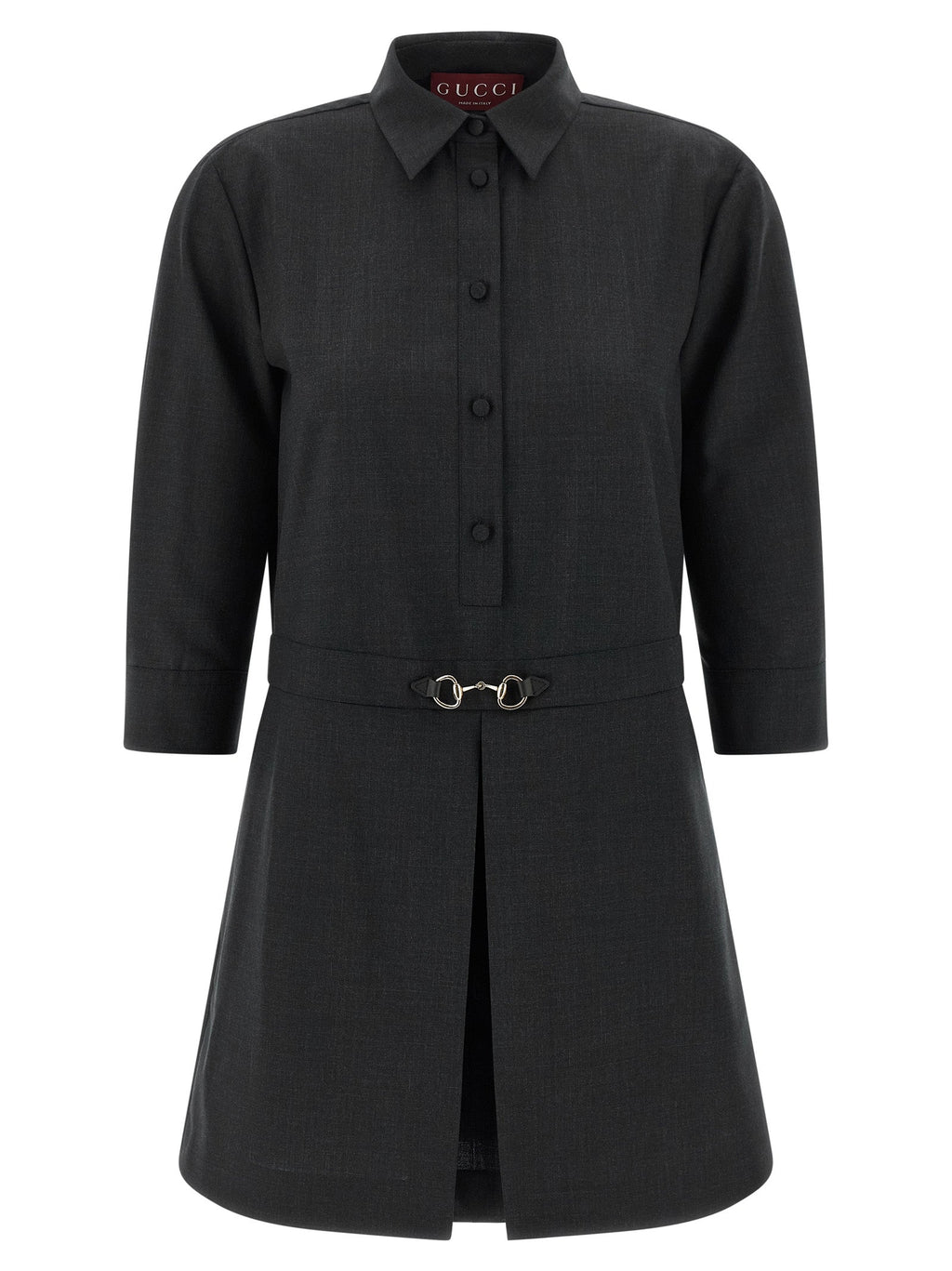 Gucci Gray Wool Short Dress Gucci