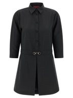 Gucci Gray Wool Short Dress Gucci