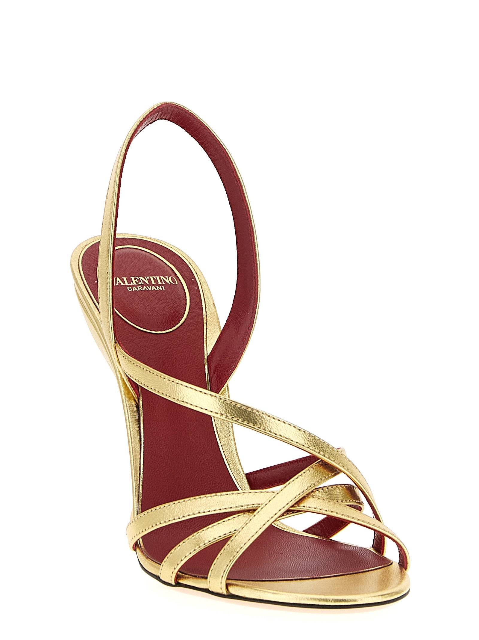 Valentino Garavani Gold Lambskin Stiletto Heel Sandals Valentino Garavani