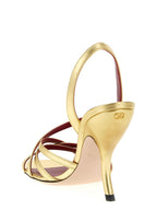 Valentino Garavani Gold Lambskin Stiletto Heel Sandals Valentino Garavani