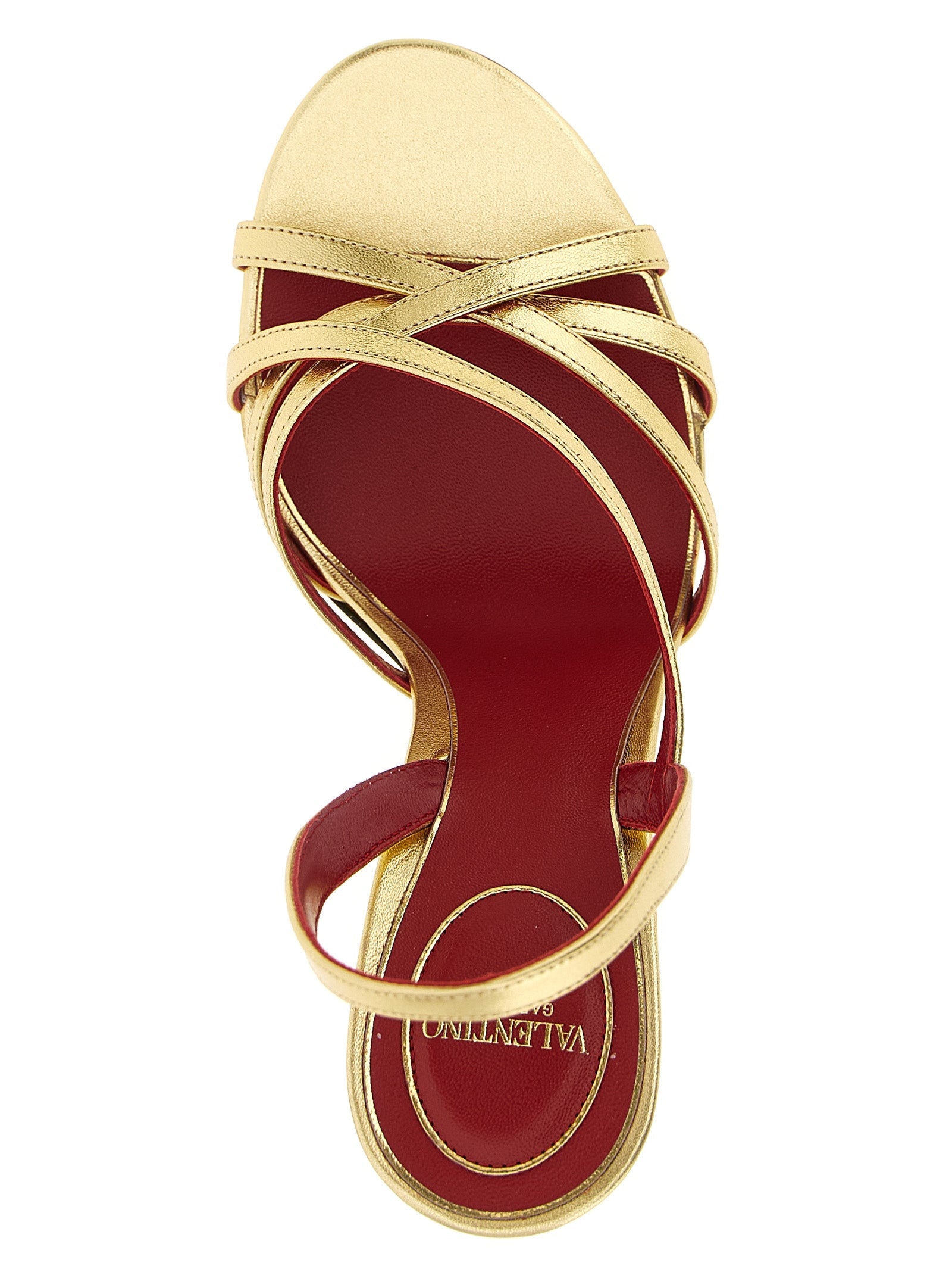 Valentino Garavani Gold Lambskin Stiletto Heel Sandals Valentino Garavani